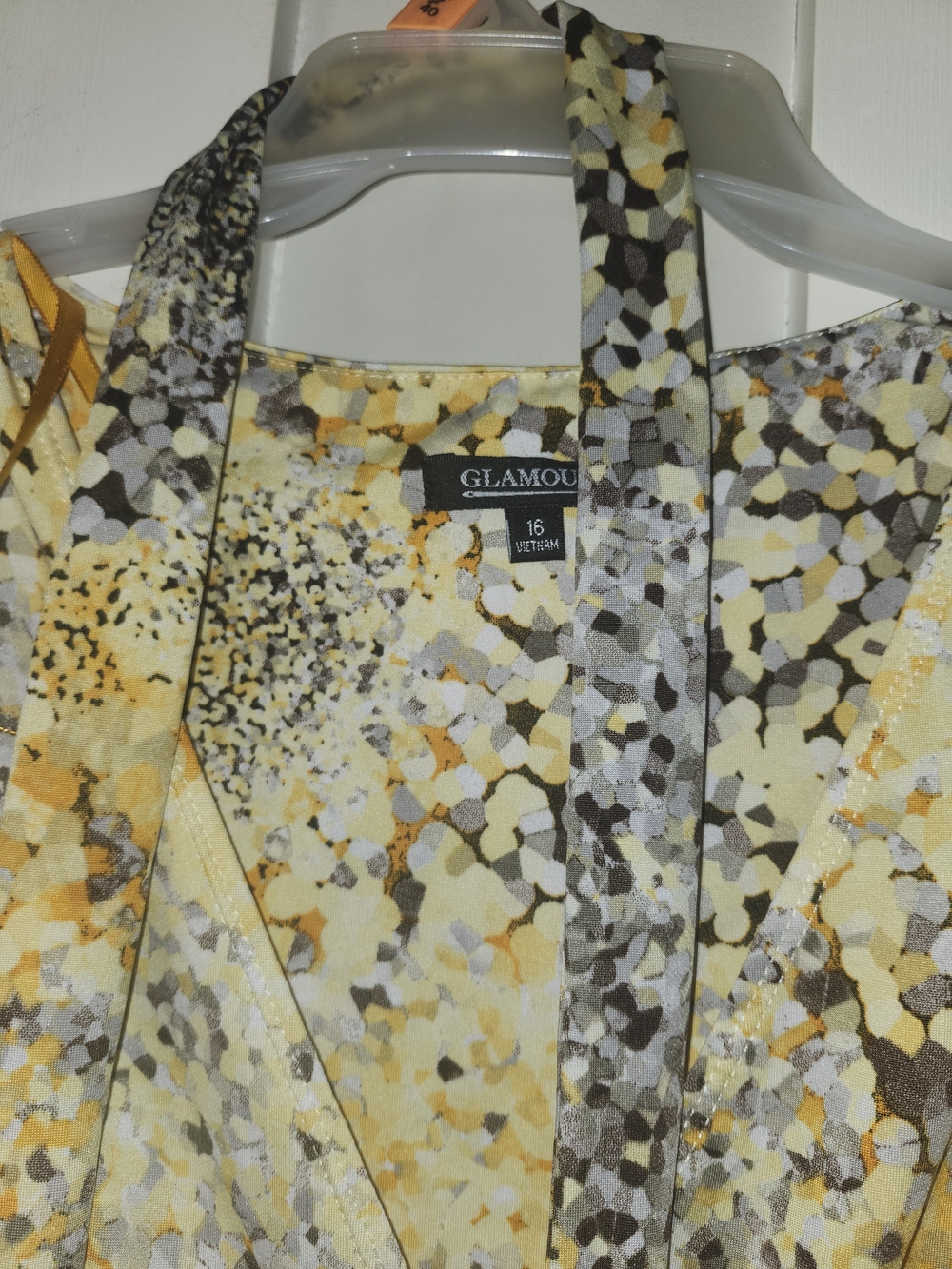 Glamour Yellow and Gray Floral-Print Midi Dress with Ruffle Hem - Picture 2 of 3
